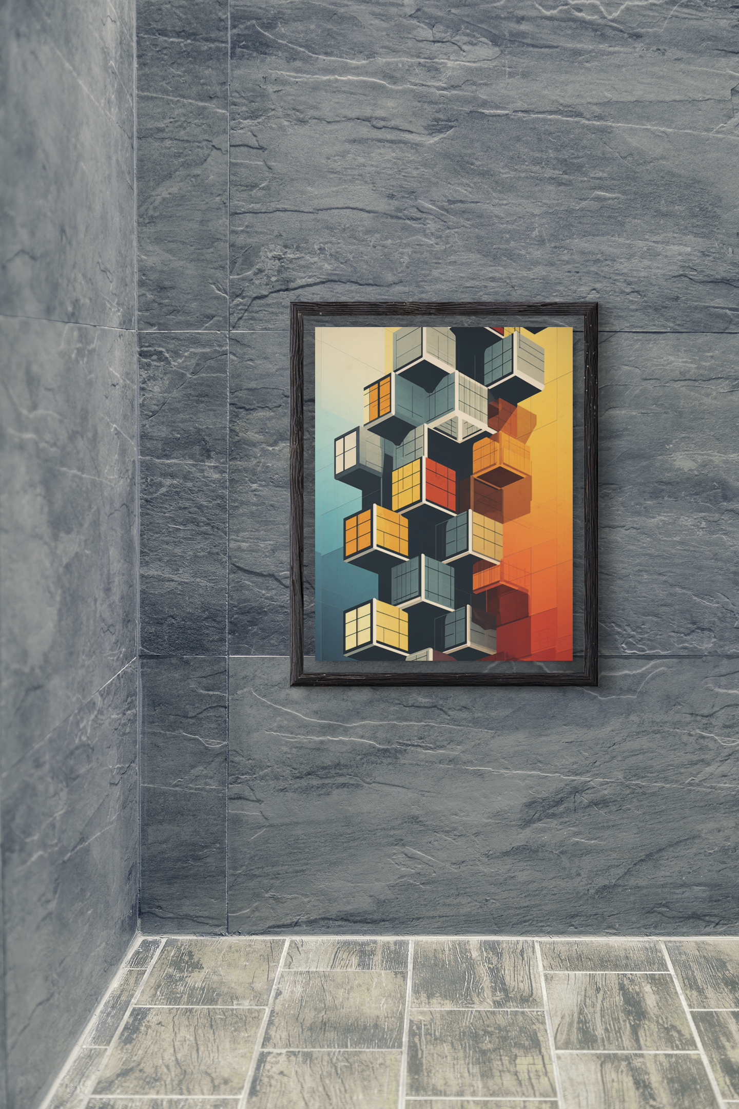 Bauhaus Style Modular Cubicle Architecture Wall Art Design