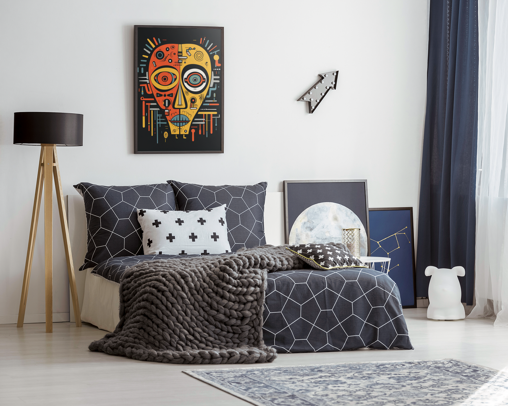 Subtle Abstract Tribal Mask Wall Art