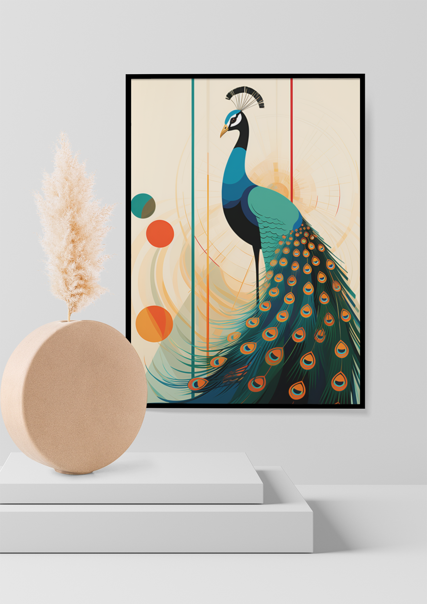 Glorious Peacock Abstract Wall Art Design