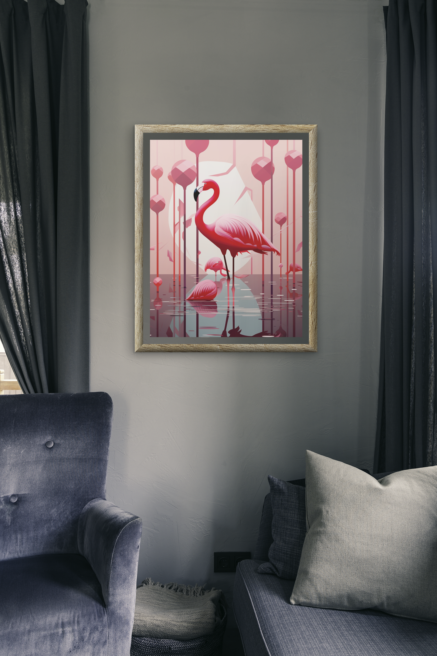 Lonely Flamingo With Pink Lollypops Wall Art