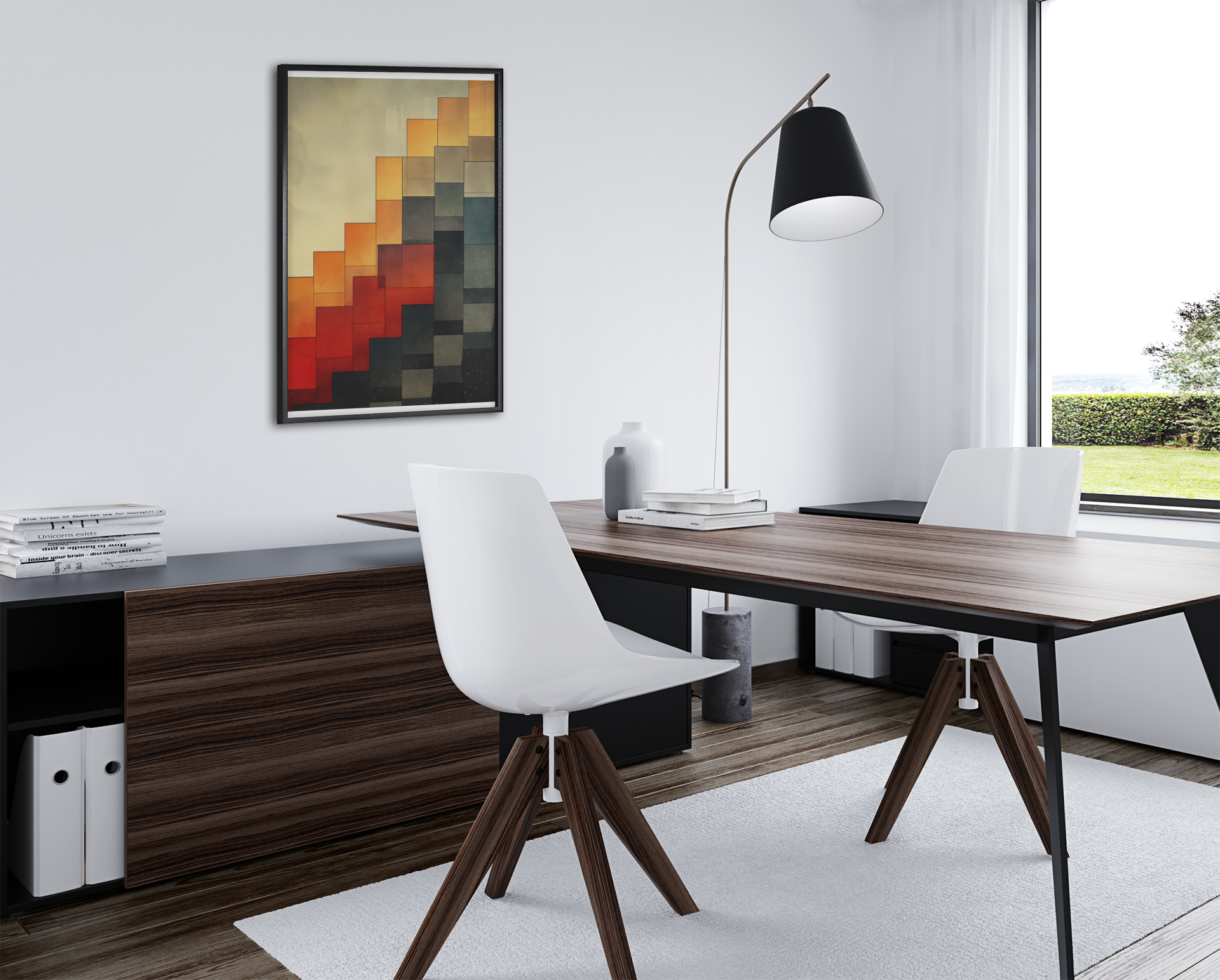 Abstract Color Rectangular Pattern Wall Art Design