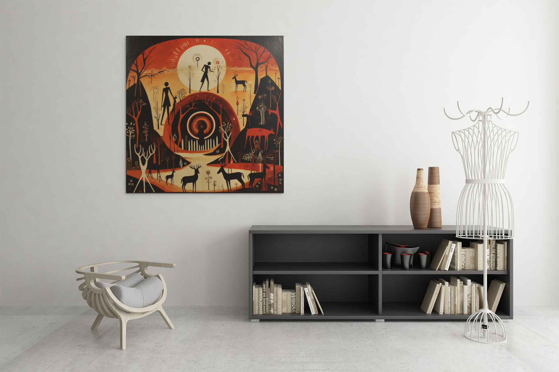 Caveman Scene Wall Art Design