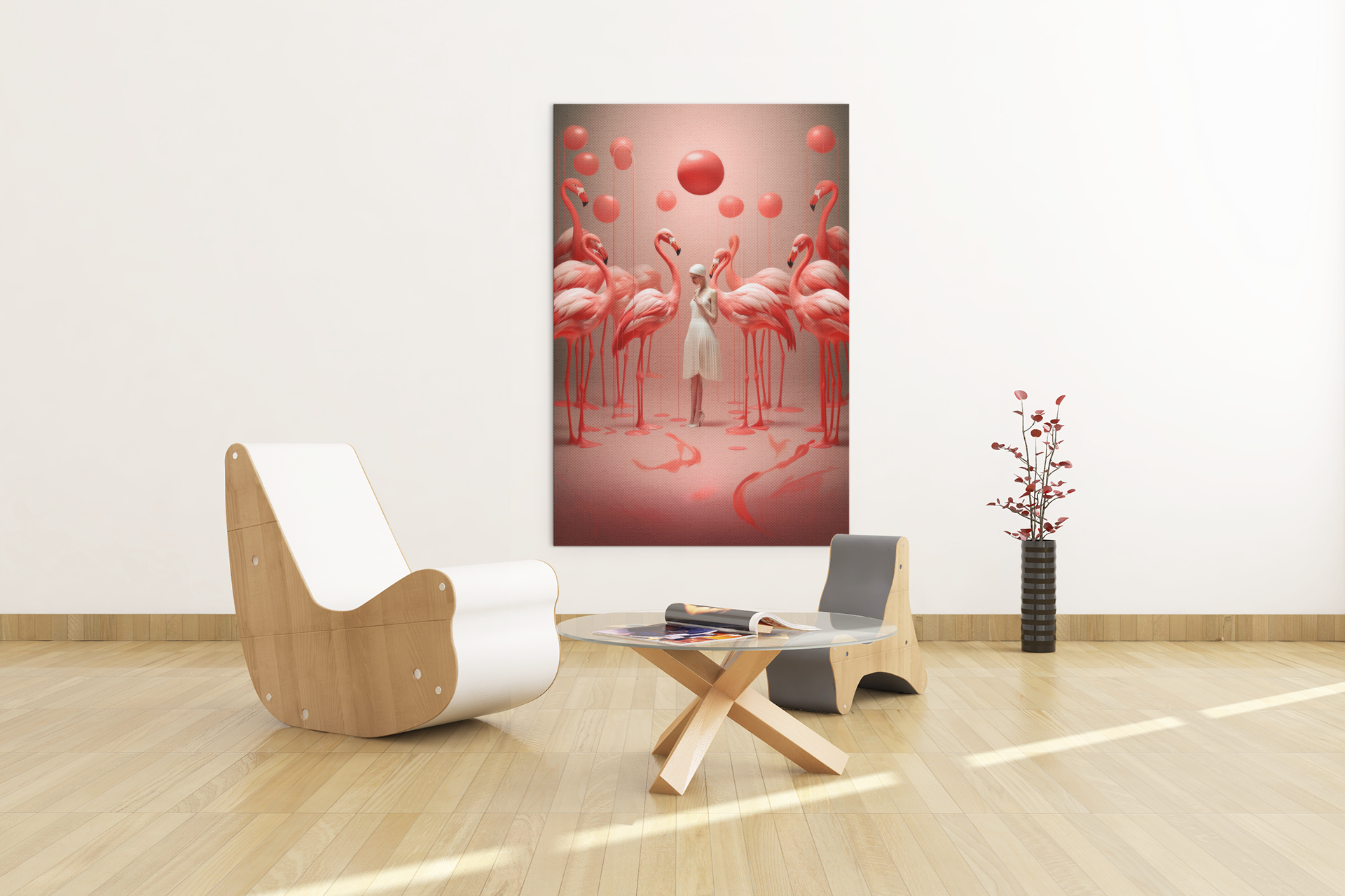 Flamingo Ballet Elegance Wall Art
