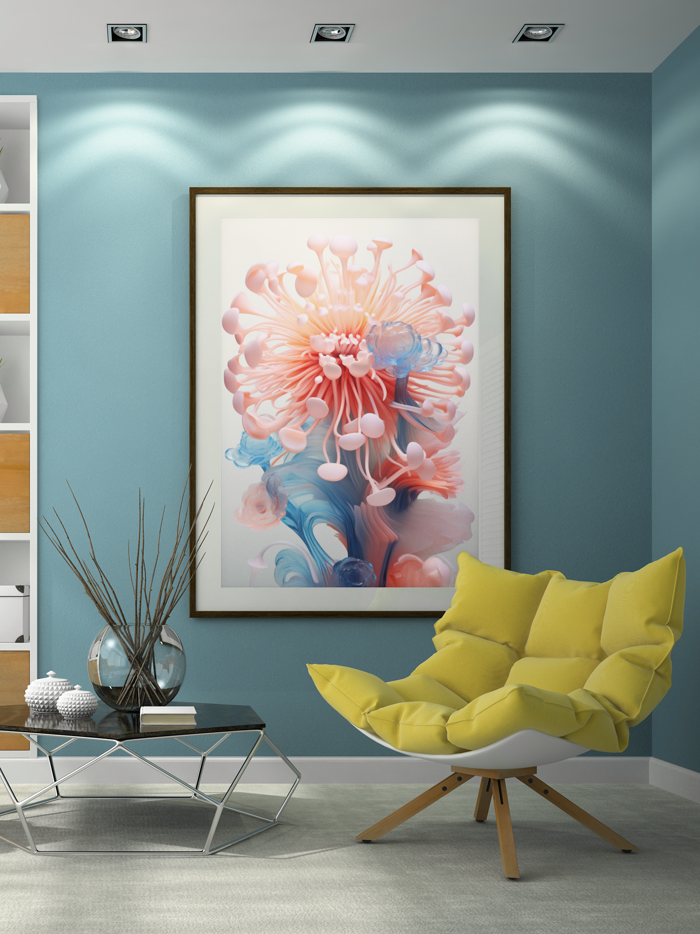 Pink and Blue Anemone Wall Art