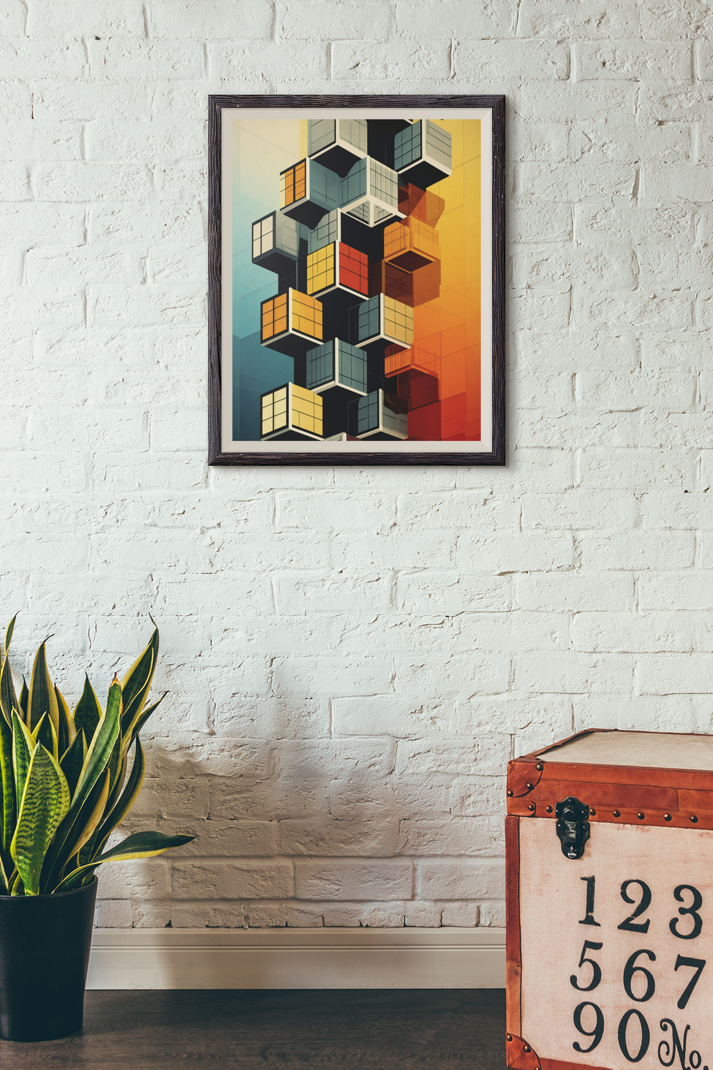 Bauhaus Style Modular Cubicle Architecture Wall Art Design