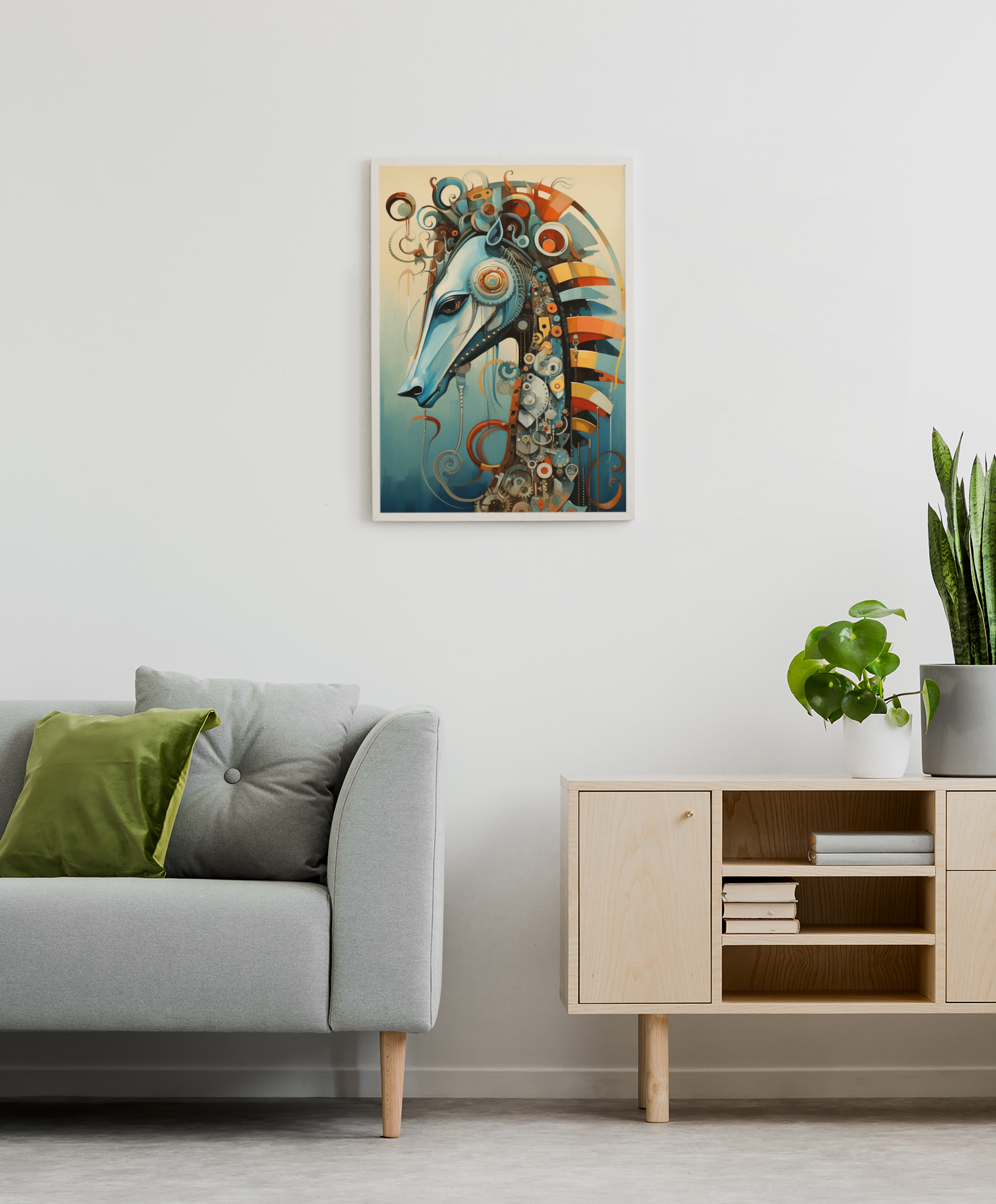 Elegant Mechanical Abstraction Sea Horse Wall Art