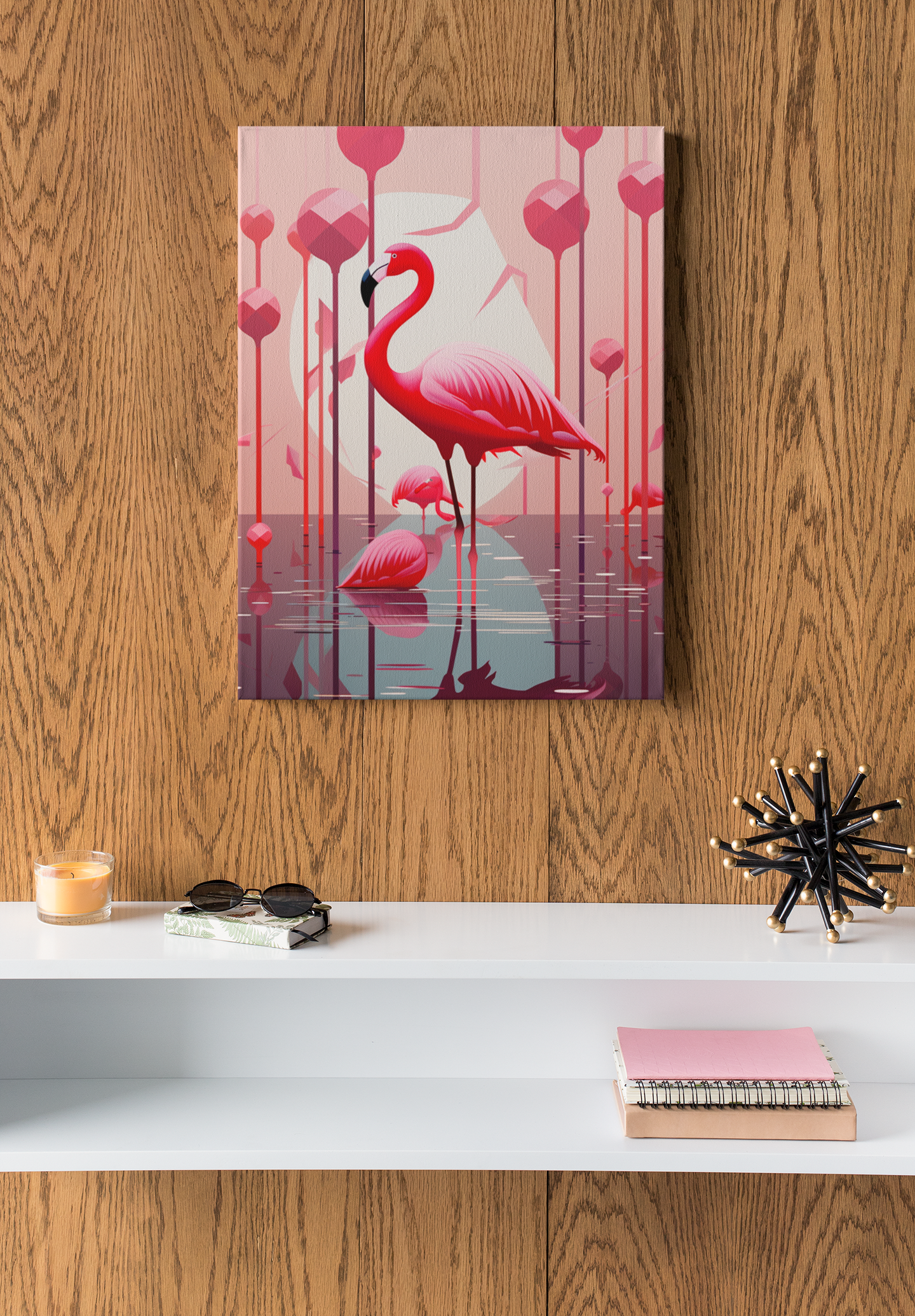 Lonely Flamingo With Pink Lollypops Wall Art