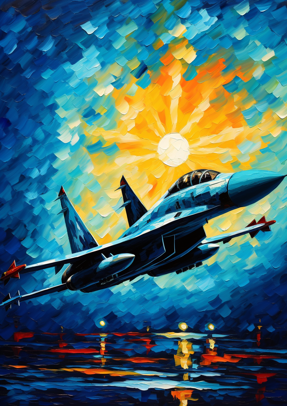 SU-27 Fighter Jet in Abstract Skies Style