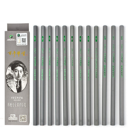 Soft, Medium And Hard Charcoal Box With Drawing Pencil Set