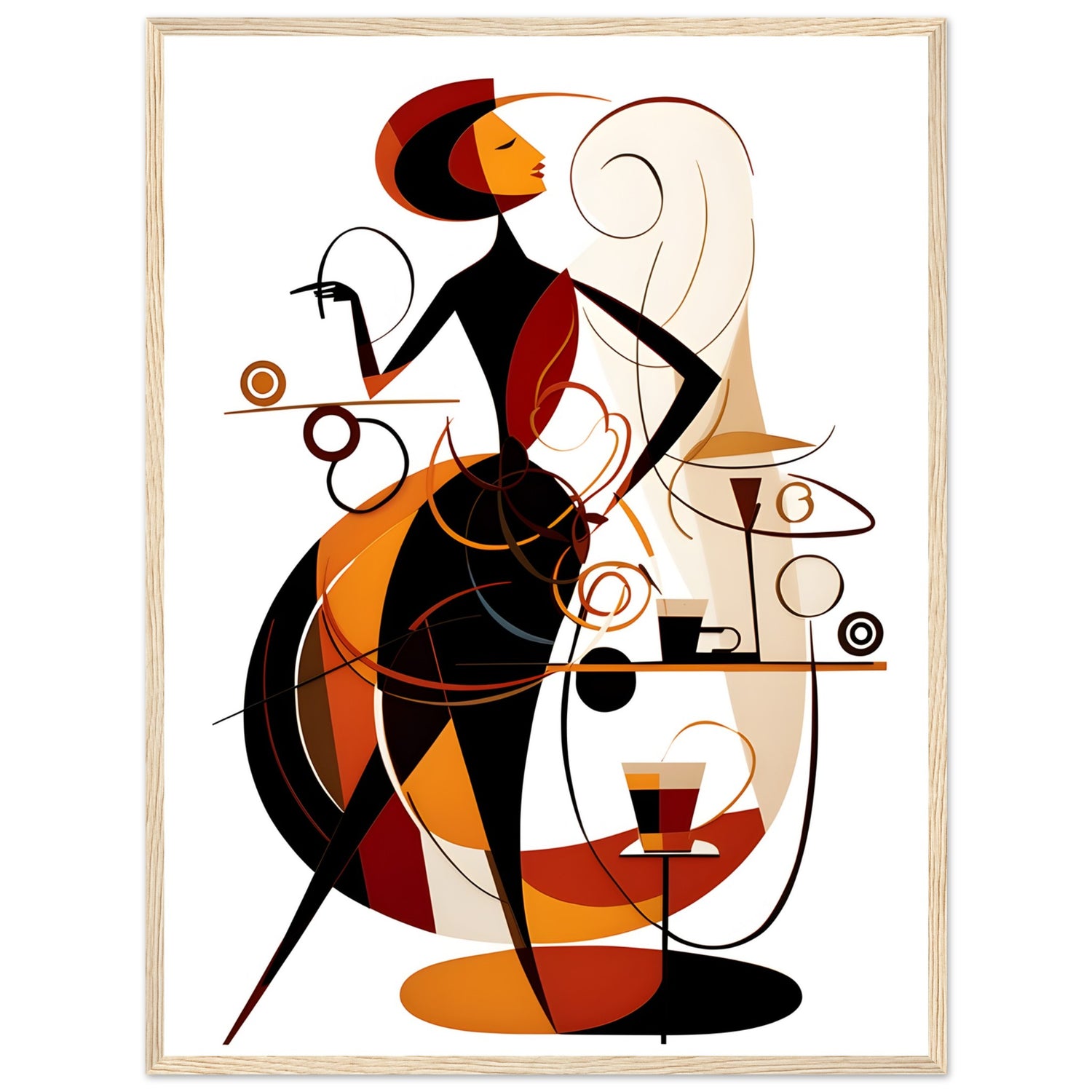 Abstract Woman Figure Morning Coffee Wall Art