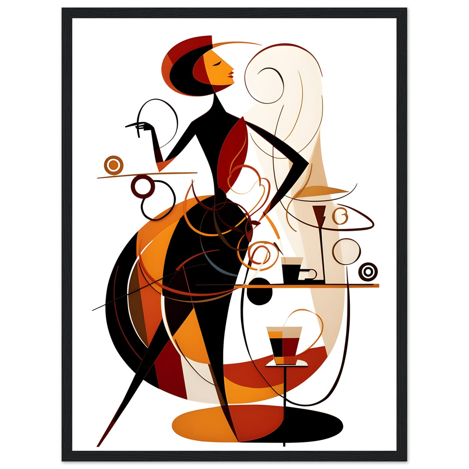 Abstract Woman Figure Morning Coffee Wall Art