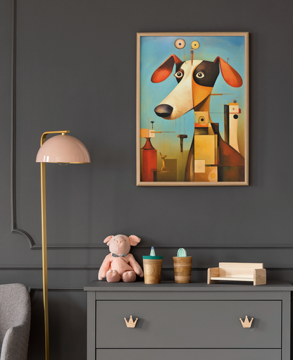 Whismical Abstract Whippet Dog Wall Art