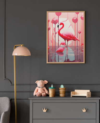 Lonely Flamingo With Pink Lollypops Wall Art