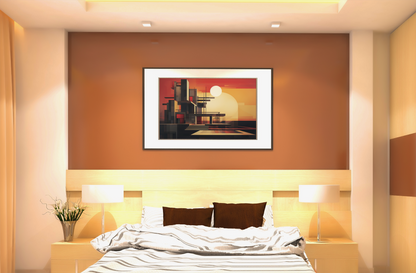 Bauhaus Style White Sun Abstract Architecture Wall Art Design