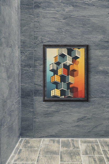 Bauhaus Style Modular Cubicle Architecture Wall Art Design