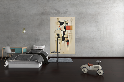 Abstract Geometric Cow Expression Wall Art