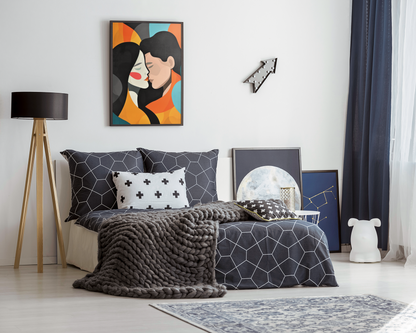 Abstract Loving Hug and Kiss Wall Art