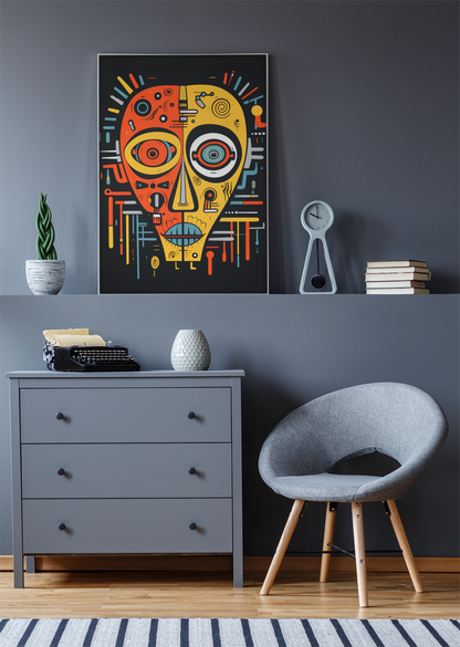 Subtle Abstract Tribal Mask Wall Art