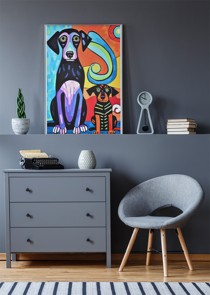 Happy Dog Sad Dog Matisse Style Naїve Wall Art