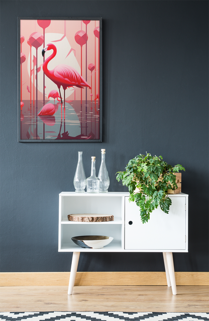 Lonely Flamingo With Pink Lollypops Wall Art