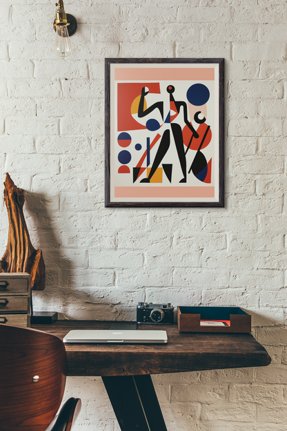 Abstract Bauhaus Style Figure in Geometric Shapes Wall Art Design