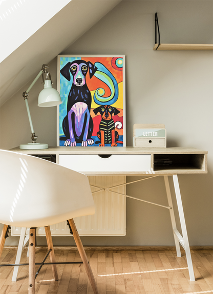 Happy Dog Sad Dog Matisse Style Naїve Wall Art