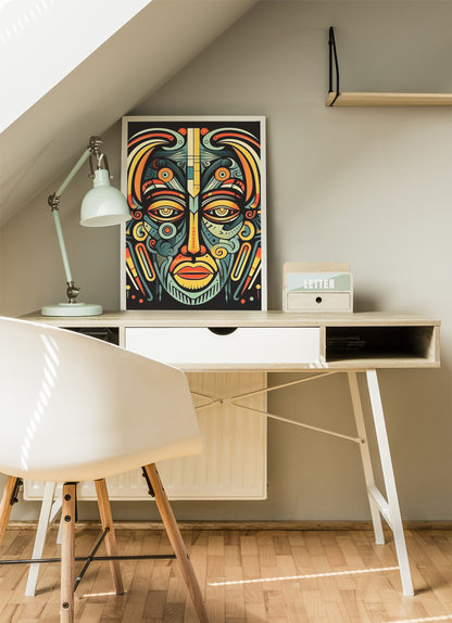 Tribal Mask Rastaman Face Abstract Pattern Wall Art