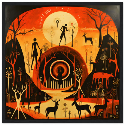 Caveman Scene Wall Art Design