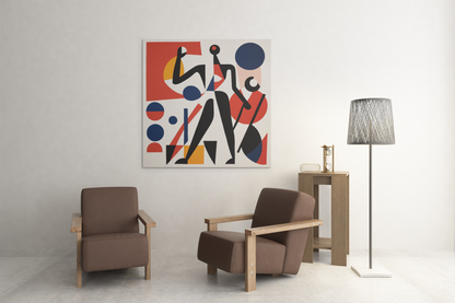 Abstract Bauhaus Style Figure in Geometric Shapes Wall Art Design