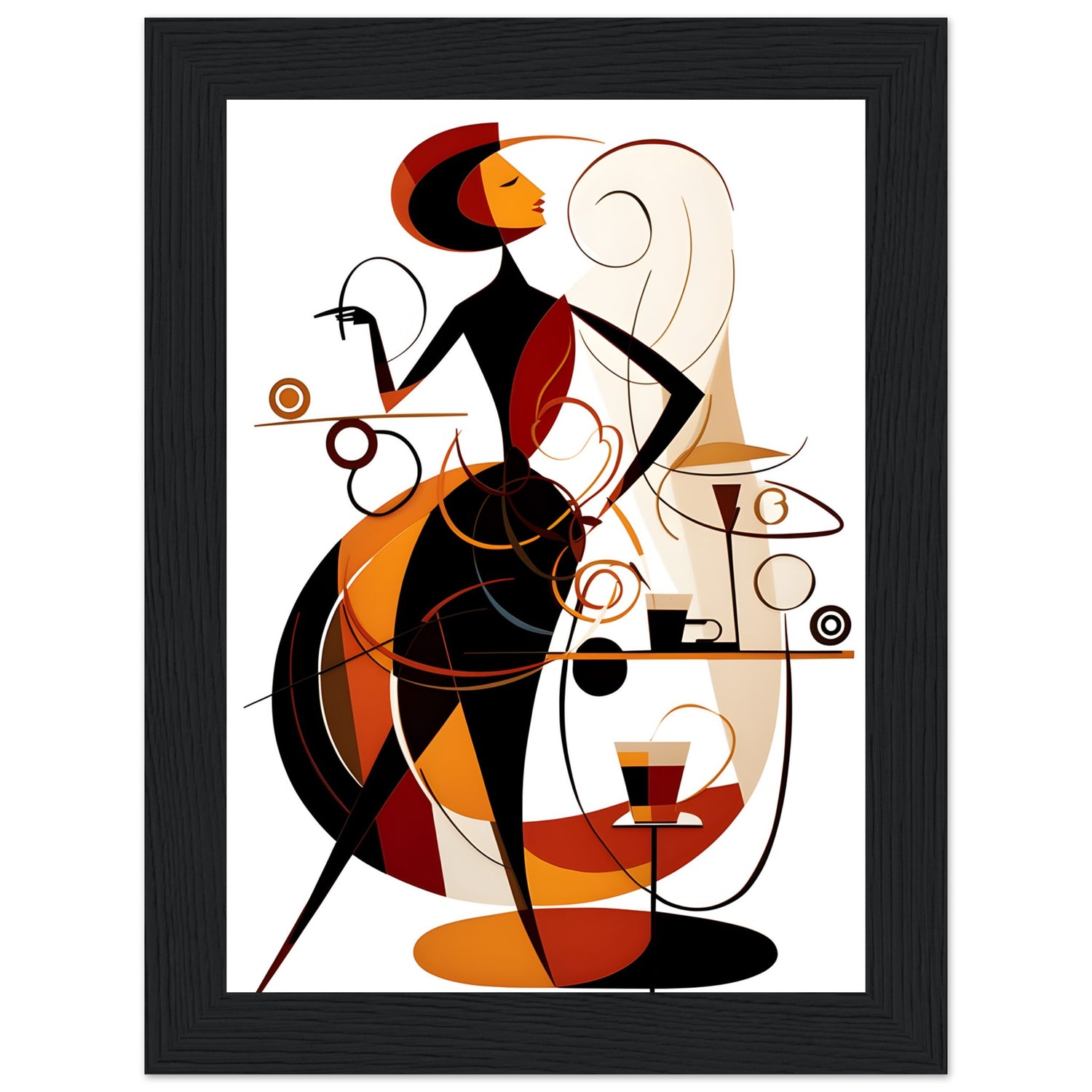 Abstract Woman Figure Morning Coffee Wall Art