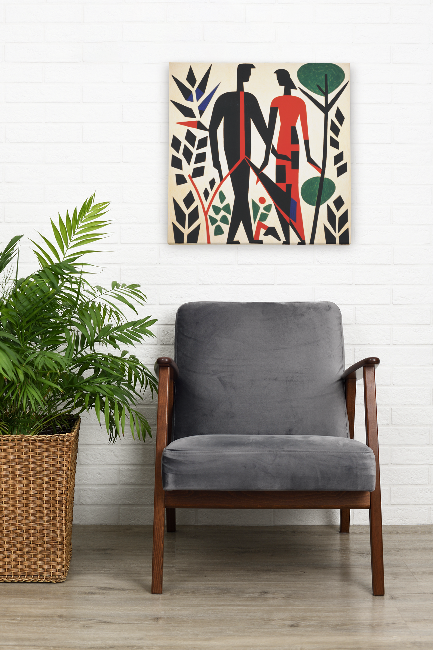 Abstract Simplistic Him and Her Scene Wall Art