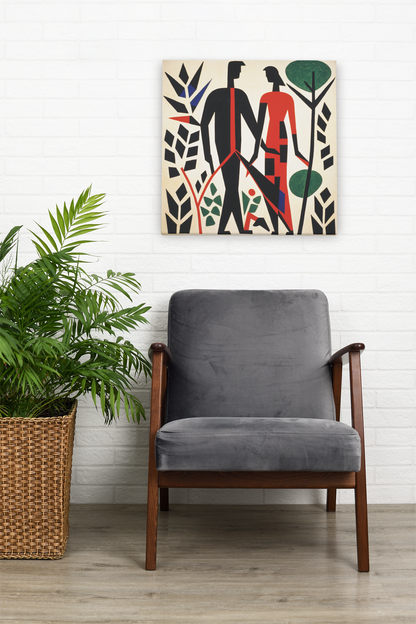 Abstract Simplistic Him and Her Scene Wall Art