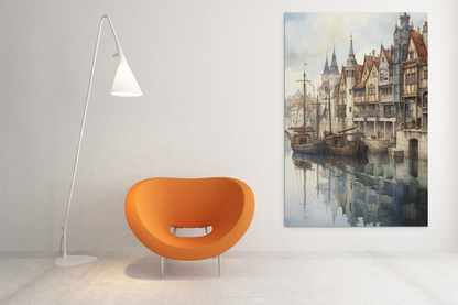 Charming Fishing Port Scene Wall Art Design