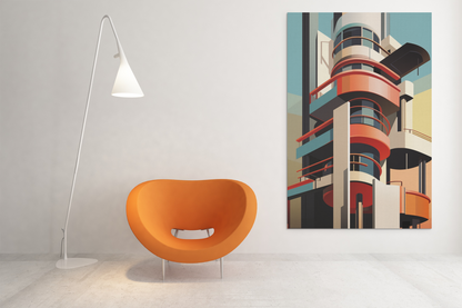 Bauhaus Style Architecture Wall Art Design With Azure Skies