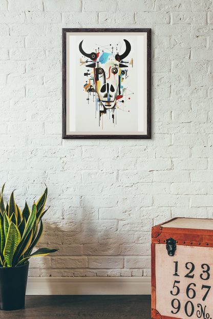 Geometric Abstract Cows Head Wall Art
