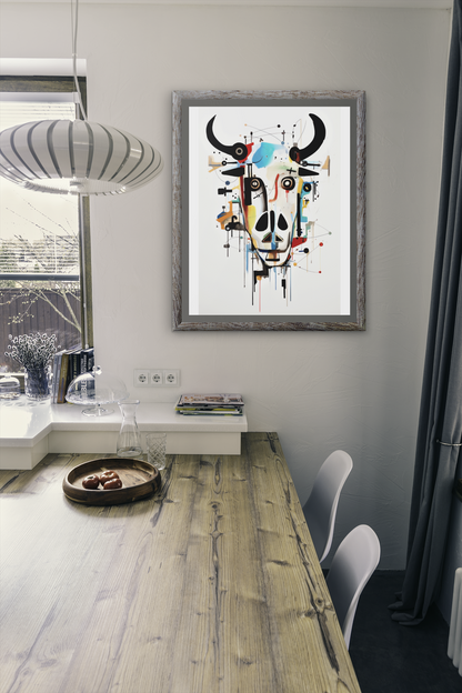 Geometric Abstract Cows Head Wall Art