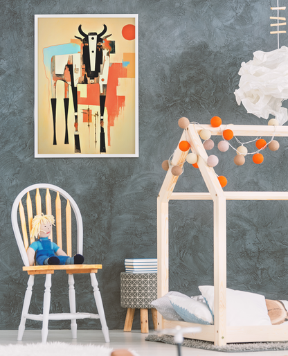 Geometric Abstract Cow Wall Art