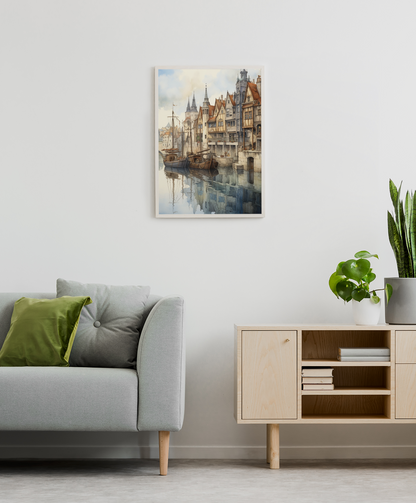 Charming Fishing Port Scene Wall Art Design