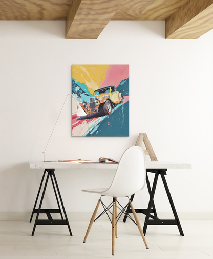 Vintage Racing Car Scene Wall Art