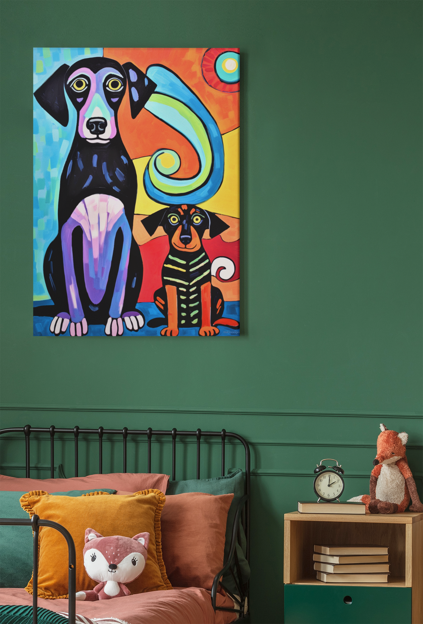Happy Dog Sad Dog Matisse Style Naїve Wall Art