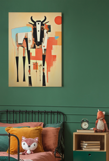 Geometric Abstract Cow Wall Art
