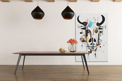 Geometric Abstract Cows Head Wall Art