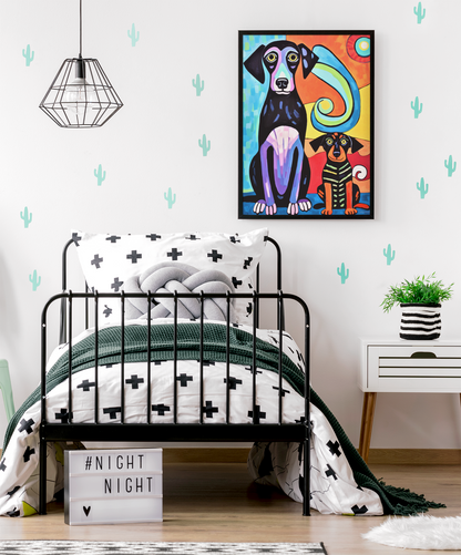 Happy Dog Sad Dog Matisse Style Naїve Wall Art