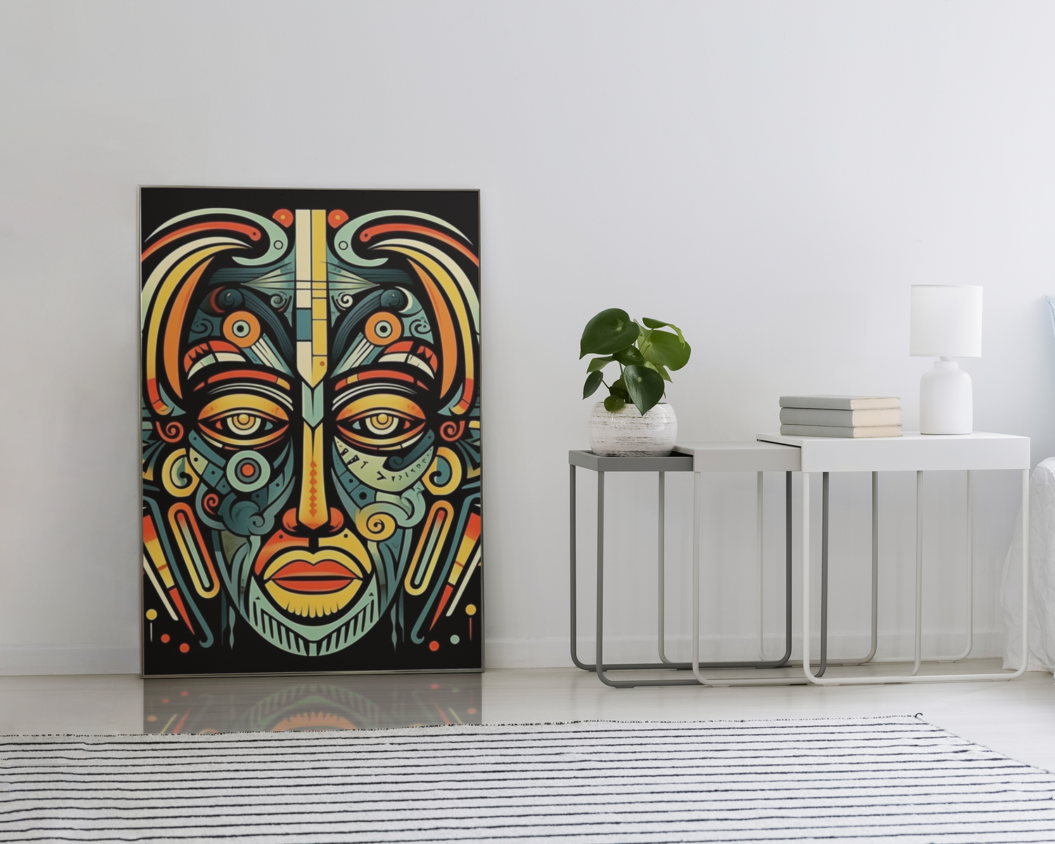Tribal Mask Rastaman Face Abstract Pattern Wall Art