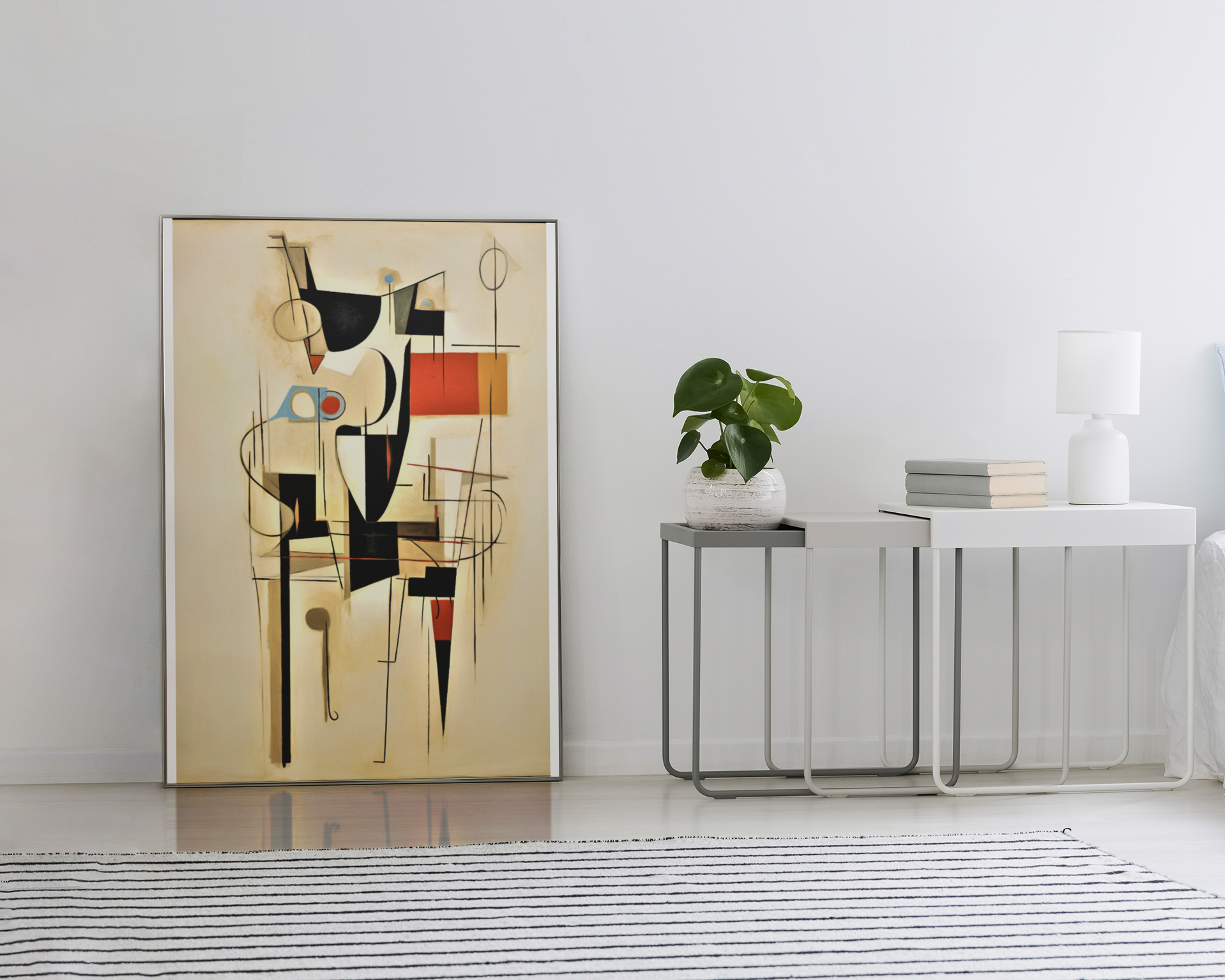 Abstract Geometric Cow Expression Wall Art