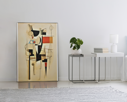 Abstract Geometric Cow Expression Wall Art