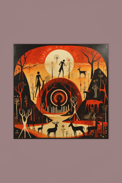 Caveman Scene Wall Art Design