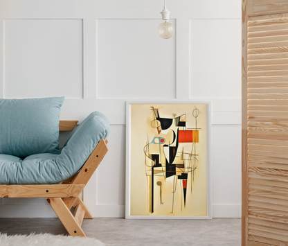 Abstract Geometric Cow Expression Wall Art
