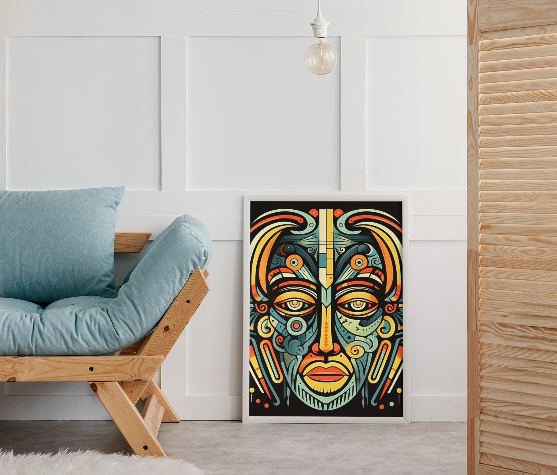 Tribal Mask Rastaman Face Abstract Pattern Wall Art